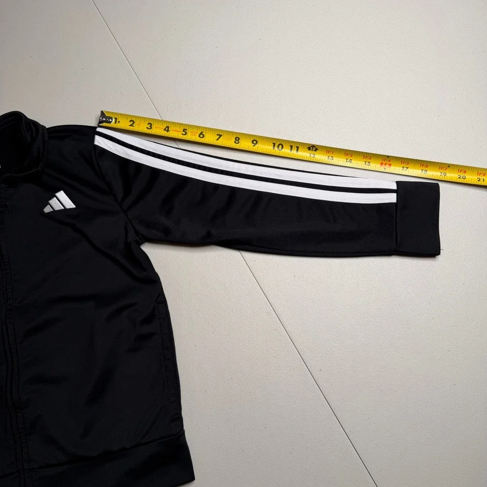 Adidas Youth Black 3-Stripe Full Zip Track Jacket Size M 10/12 AG10740